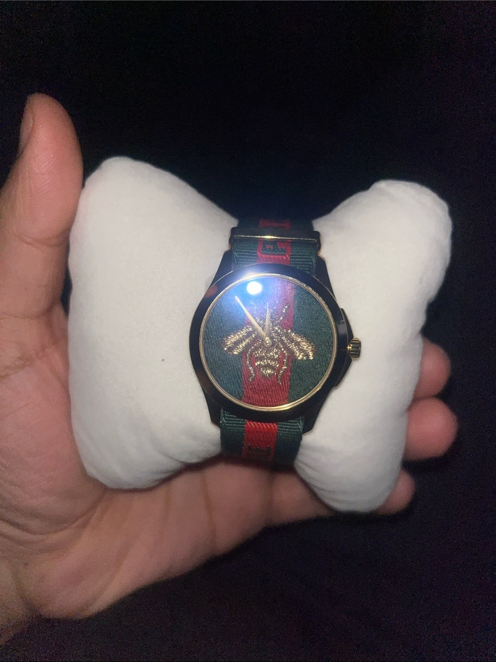 Gucci Gold Bee Dial Green & Red Stripe Watch